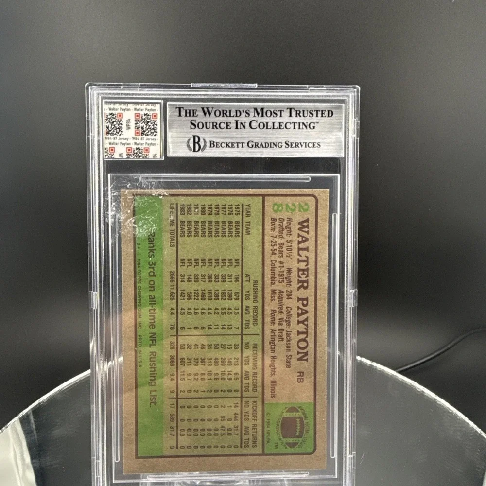 Jersey Fusion Walter Payton‎ 1984 Topps Chicago Bears RB Game Used Patch BGS NFL